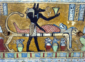 Anubis at the mummification of the dead copyright Andre