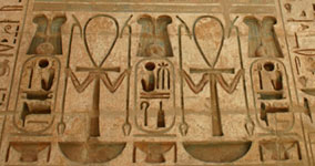 Ankh and Was motif from the Ramesseum copyright F.E.Cameron