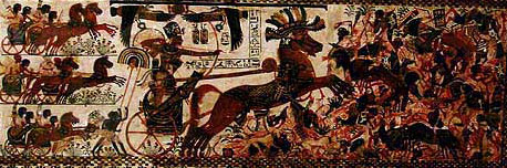 Tutankhamun on his chariot, detail from a chest found in his tomb copywright 2005 Daniel Speck FreeStockPhotos.com
