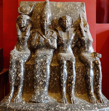 Horemheb with Isis, Osiris and Horus