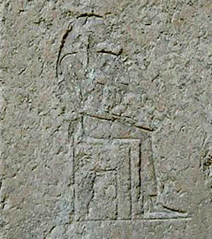 Queen Khentkaus I depicted as a king from her pyramid enclosure at Goza (copyright Jon Bosworth)