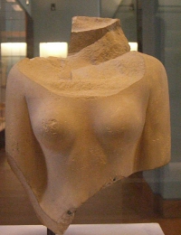 Fragment of a statue of a woman, possibly Djedefre's daughter Neferhetepes, found in the ruined temple
