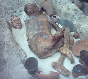 Predynastic pit burial, circa 3400 BC, recreated in the British Museum